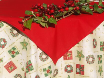 Karácsonyi asztalterítő krém - adventi koszorús