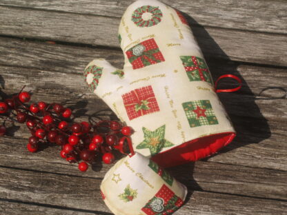 Adventi edényfogó kesztyű - krém színű